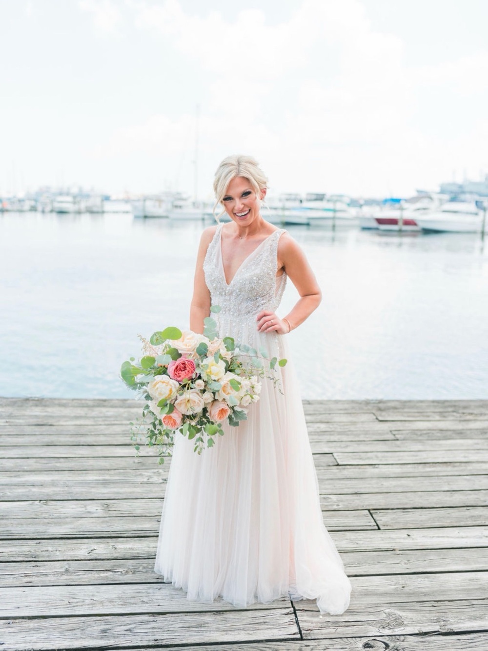 BHLDN Beaded V-Neck Wedding Gown in Ivory - Picture 2 of 2